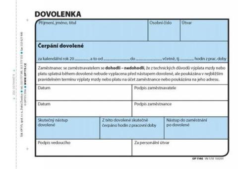 Dovolenka A6 OPT 1146 - nepropisující